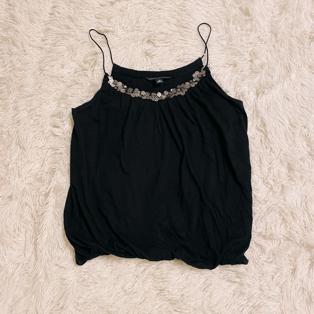 Banana Republic Black Spaghetti Strap Tank with Sequin Neckline